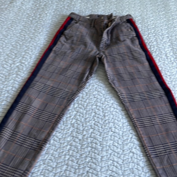 SHAKER PREP PLAID FRAY CROP PANTS JEANS - Picture 1 of 6